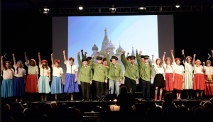 Inner Circle chorus performing opening number for Act 2 of 2017 show "TRUMPED! de Blasio to the Rescue?" The members portrayed Russian soldiers and peasants.